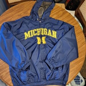 Vintage Michigan Wolverines Lined Hooded Full Zip Jacket Size Large